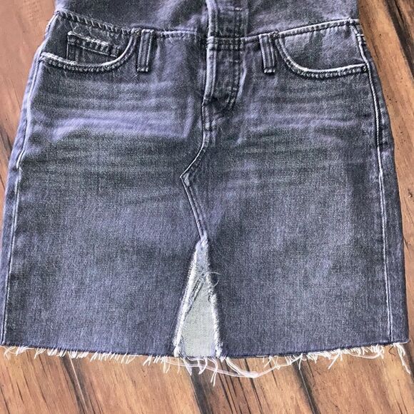 Hudson Los Angeles Black Denim High Waisted Sloane Fold Down Skirt Size 25 - Picture 6 of 9